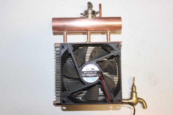 This is the back view showing the fan and cooling fins